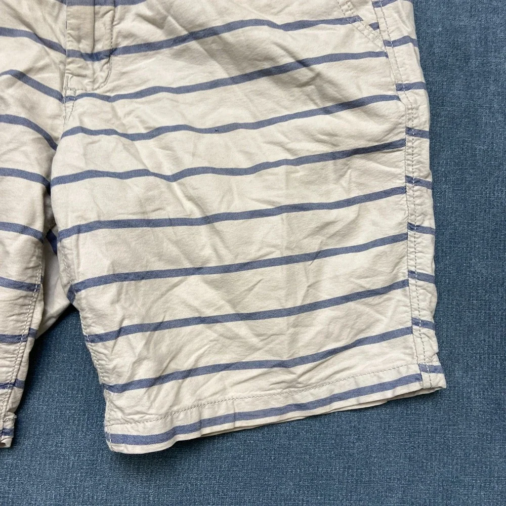 Aeropostale Chino Shorts Mens 32 Blue White Striped Cotton Summer Flat Front